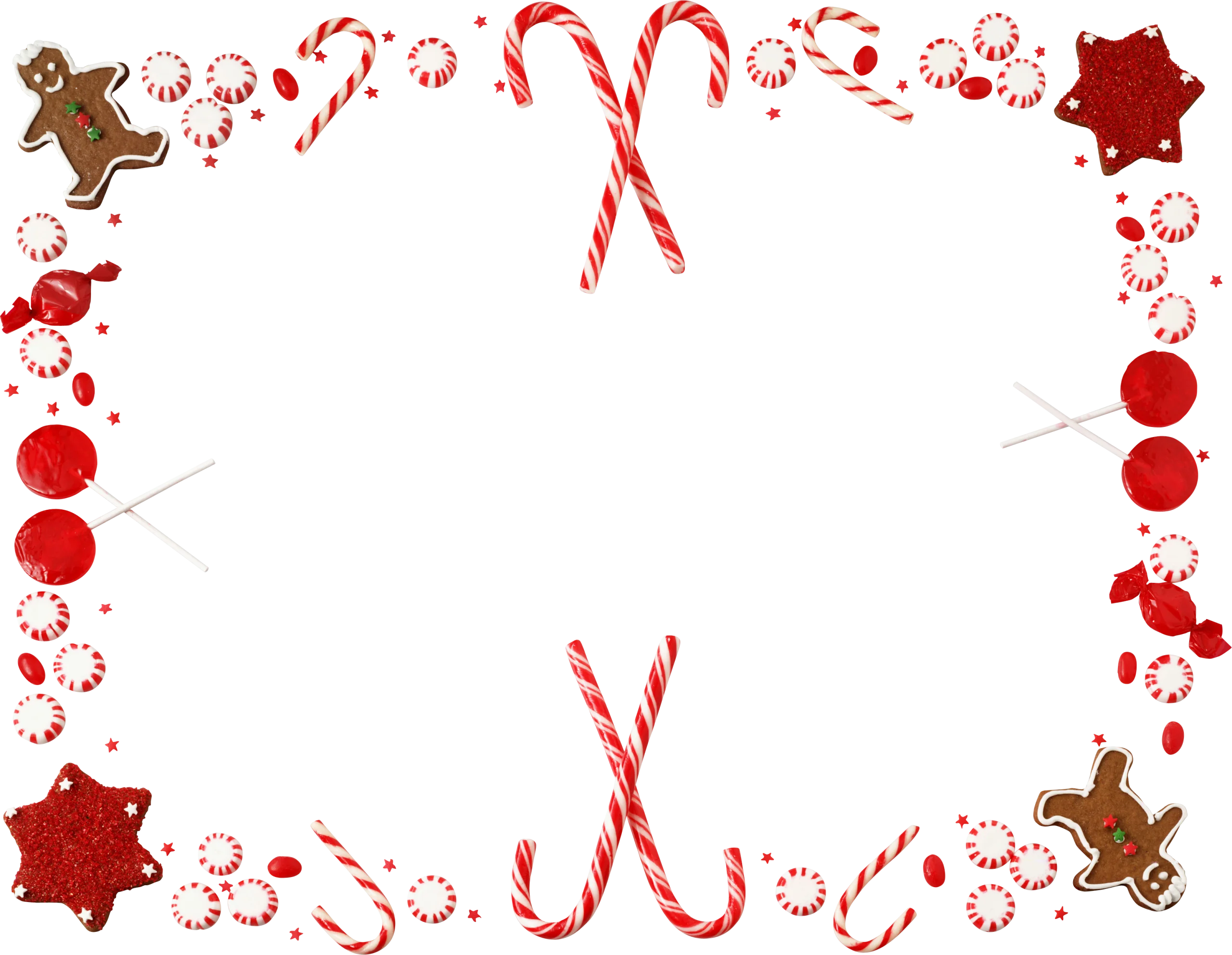 Festive Christmas Candy Cane and Gingerbread Border Clipart Design