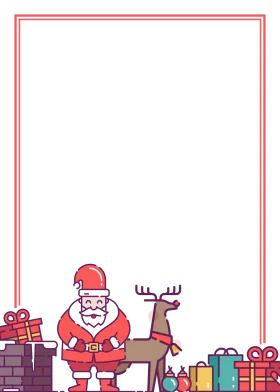 Festive Christmas Clipart Border with Santa, Reindeer, and Cheerful Gift Boxes