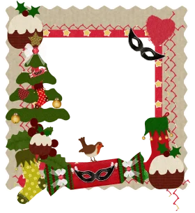 Festive Christmas Decorative Clipart Frame with Holiday Ornaments and Whimsical Elements