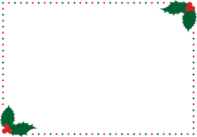 Festive Christmas Holly Leaf Border Clipart with Dotted Red and Green Accent