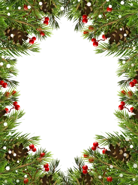 Festive Christmas Pine Branches and Pinecones Border Clipart Design