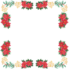 Festive Christmas Poinsettia Flower Frame Clipart with Elegant Holiday Greenery