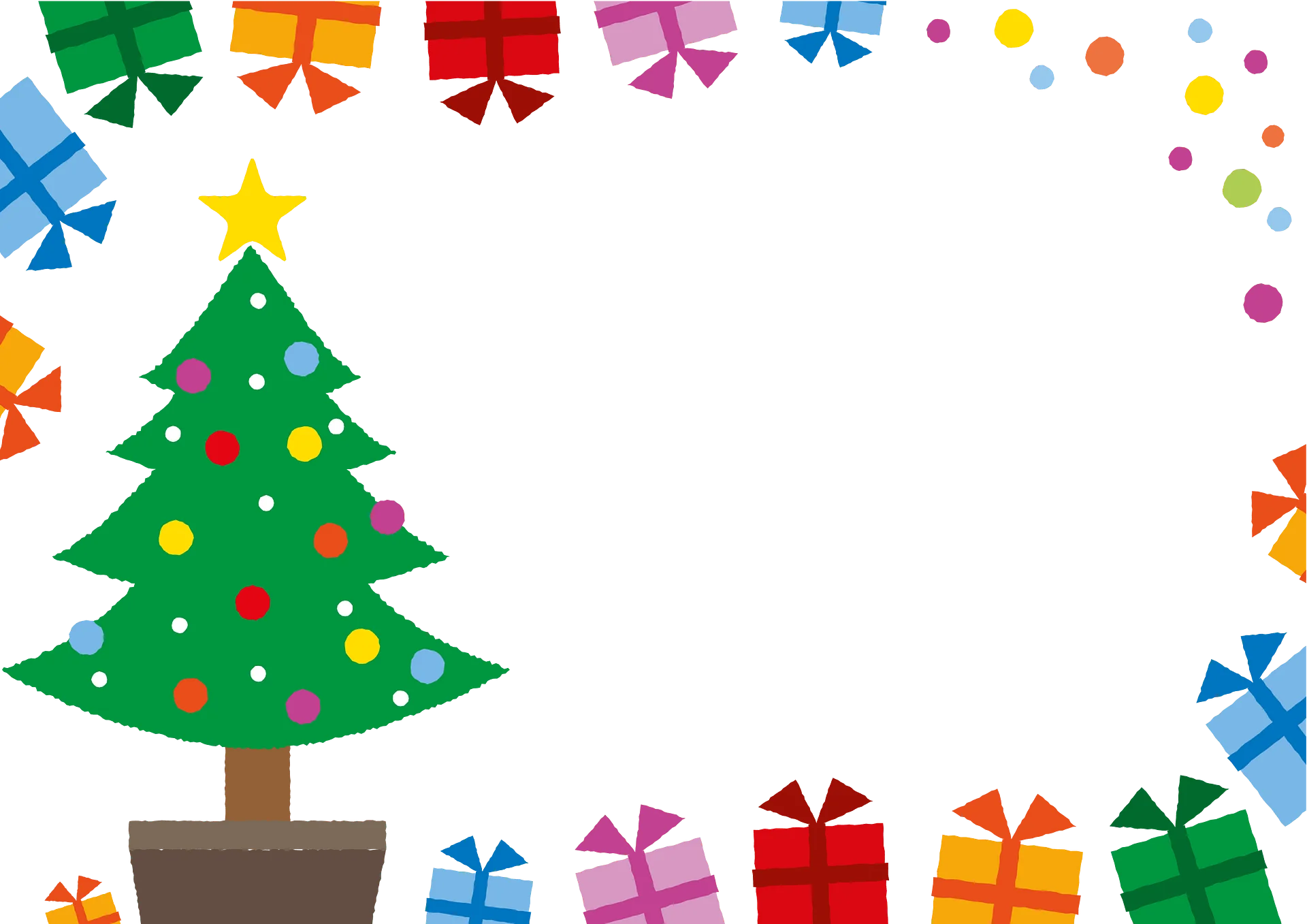 Festive Christmas Tree and Gift Boxes Cheerful Holiday Season Clipart Design