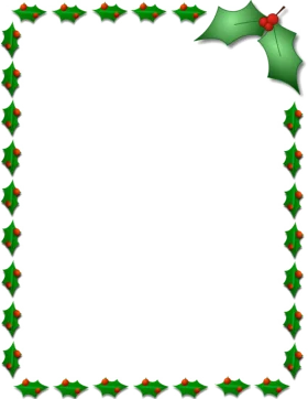 Festive Holly and Berry Christmas Border Clipart with Elegant Green and Red Accents