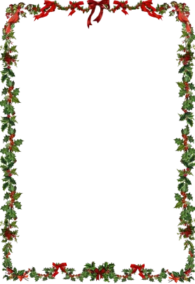 Festive Holly and Ribbon Christmas Border Clipart with Seasonal Greenery