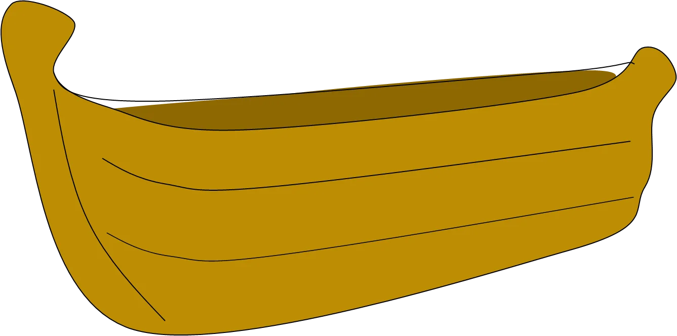 Golden Wooden Boat Clipart Illustration with Simple Curved Design