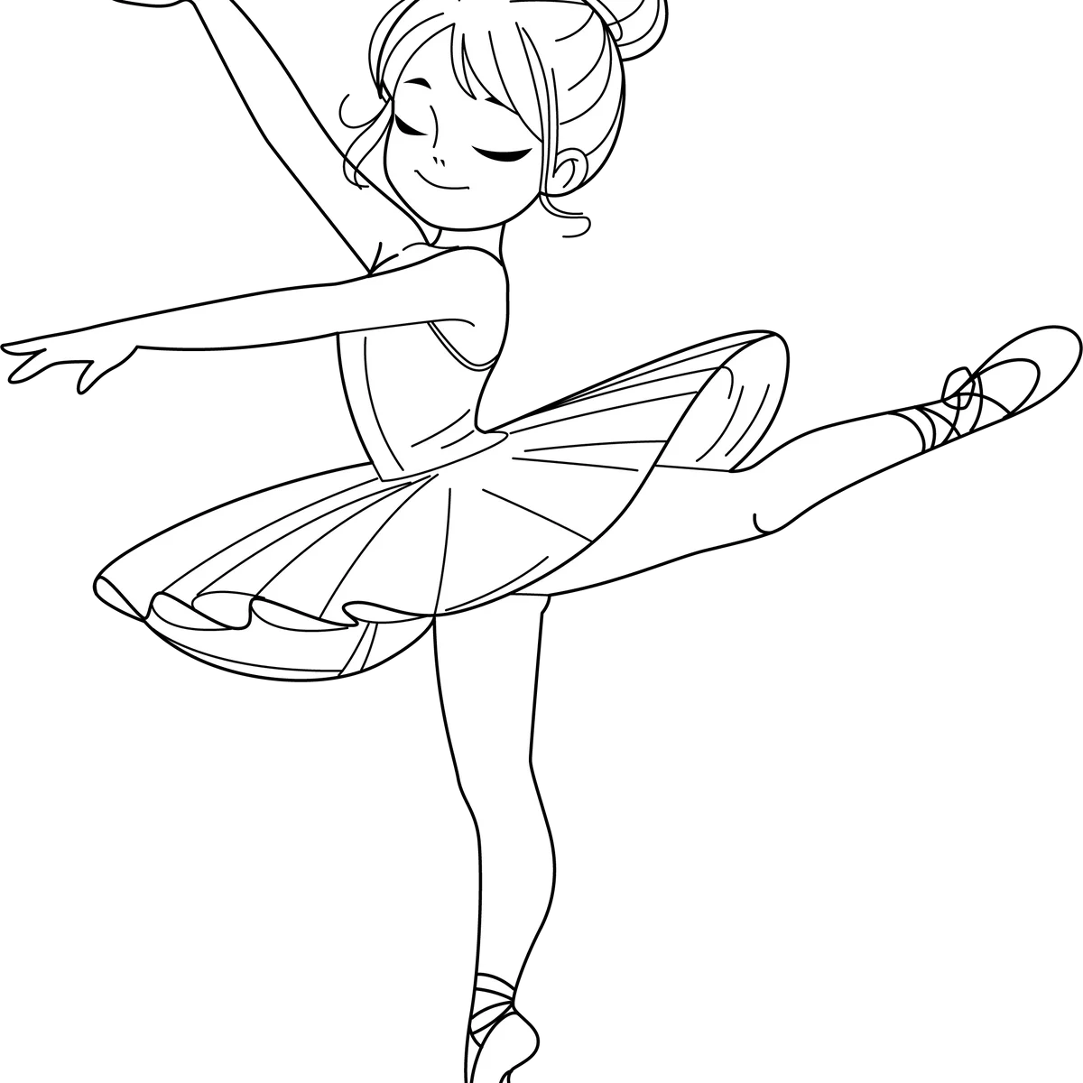 Graceful Ballerina in Elegant Dance Pose - Digital Ballet Clipart Illustration