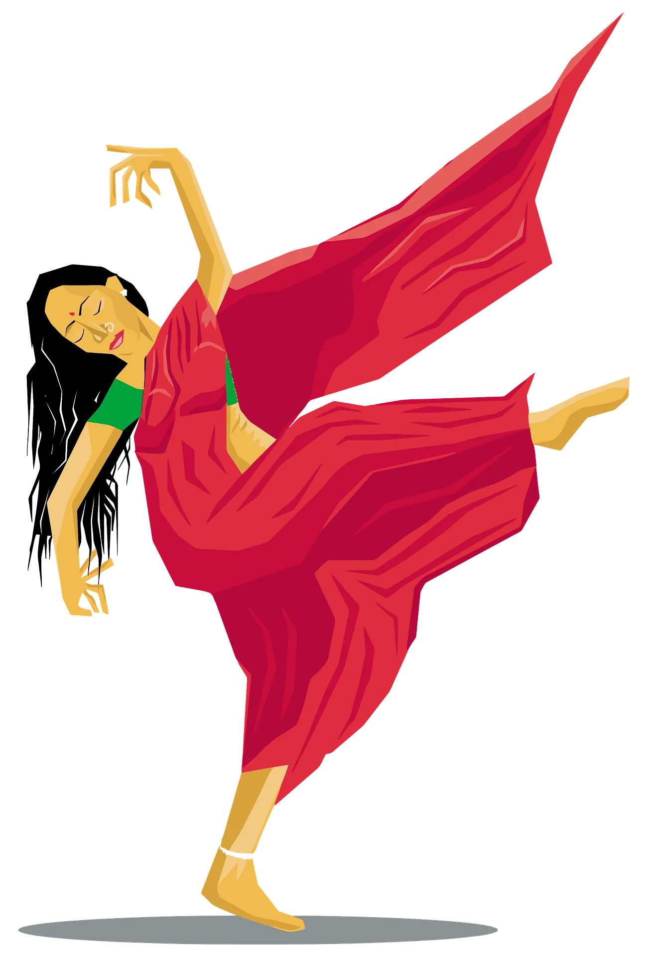 Graceful Dance Clipart: Expressive Movement in Bold Crimson Performance