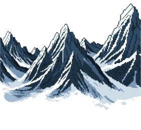 Icy Peaks and Jagged Summits: A Monochromatic Mountain Landscape Clipart Design