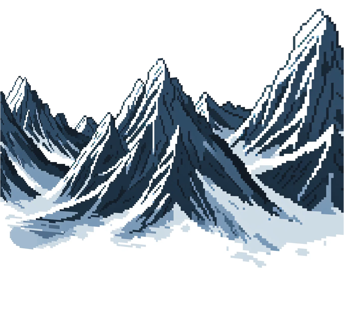 Icy Peaks and Jagged Summits: A Monochromatic Mountain Landscape Clipart Design