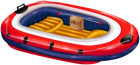 Inflatable River Raft Clipart with Bold Red and Navy Blue Design