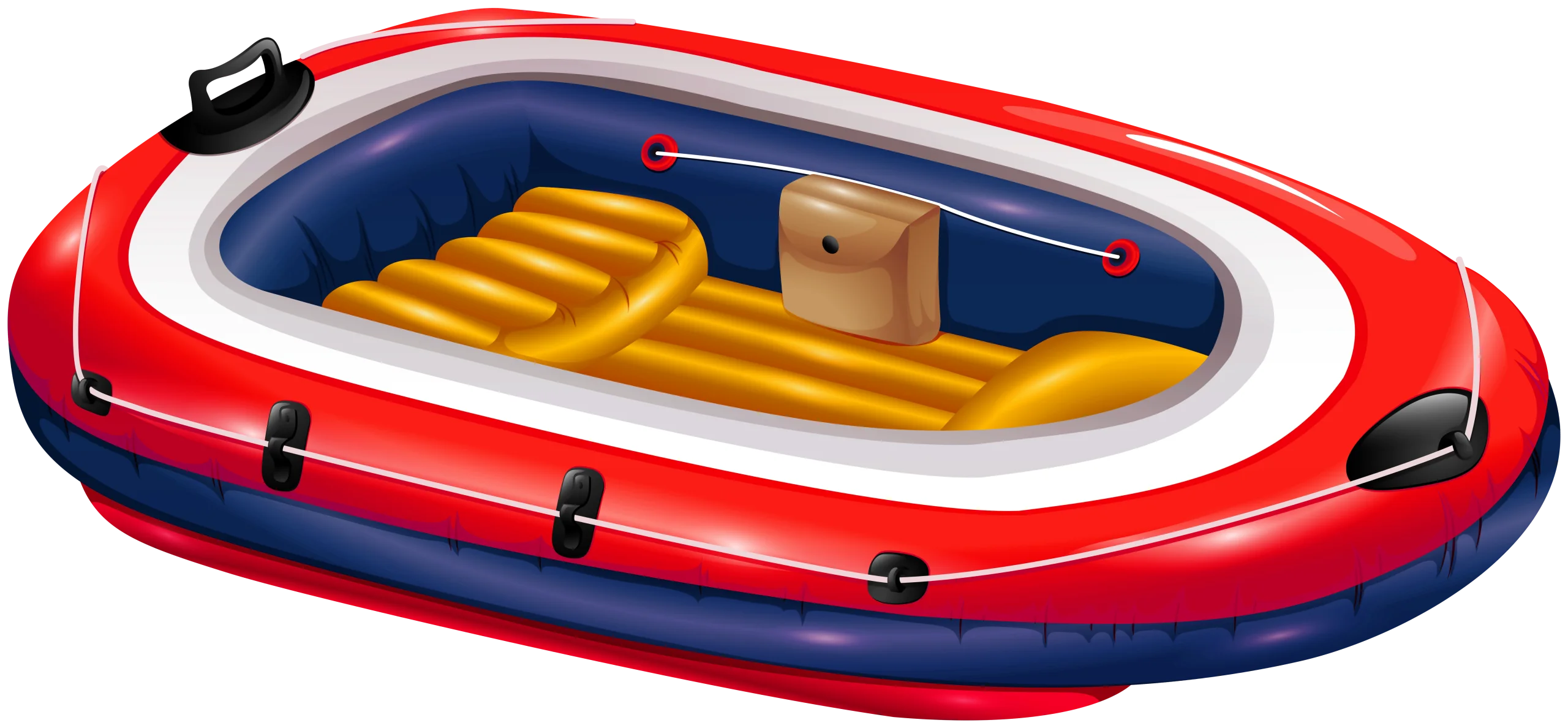 Inflatable River Raft Clipart with Bold Red and Navy Blue Design