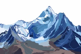 Majestic Snow-Capped Mountain Peaks Geometric Clipart Landscape Design