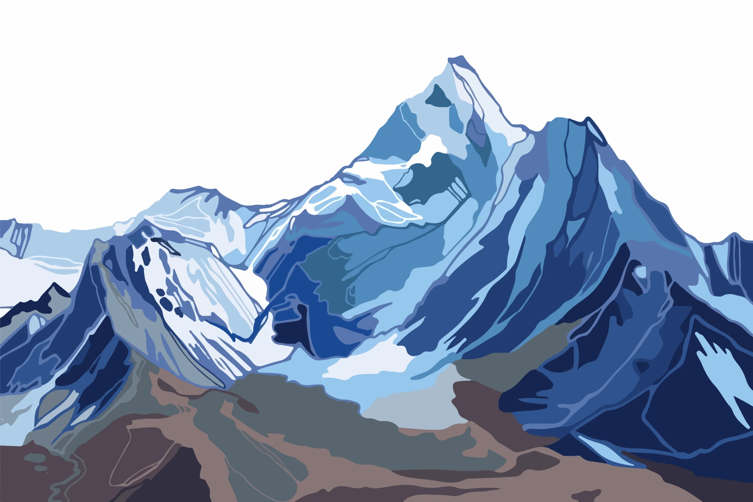 Majestic Snow-Capped Mountain Peaks Geometric Clipart Landscape Design