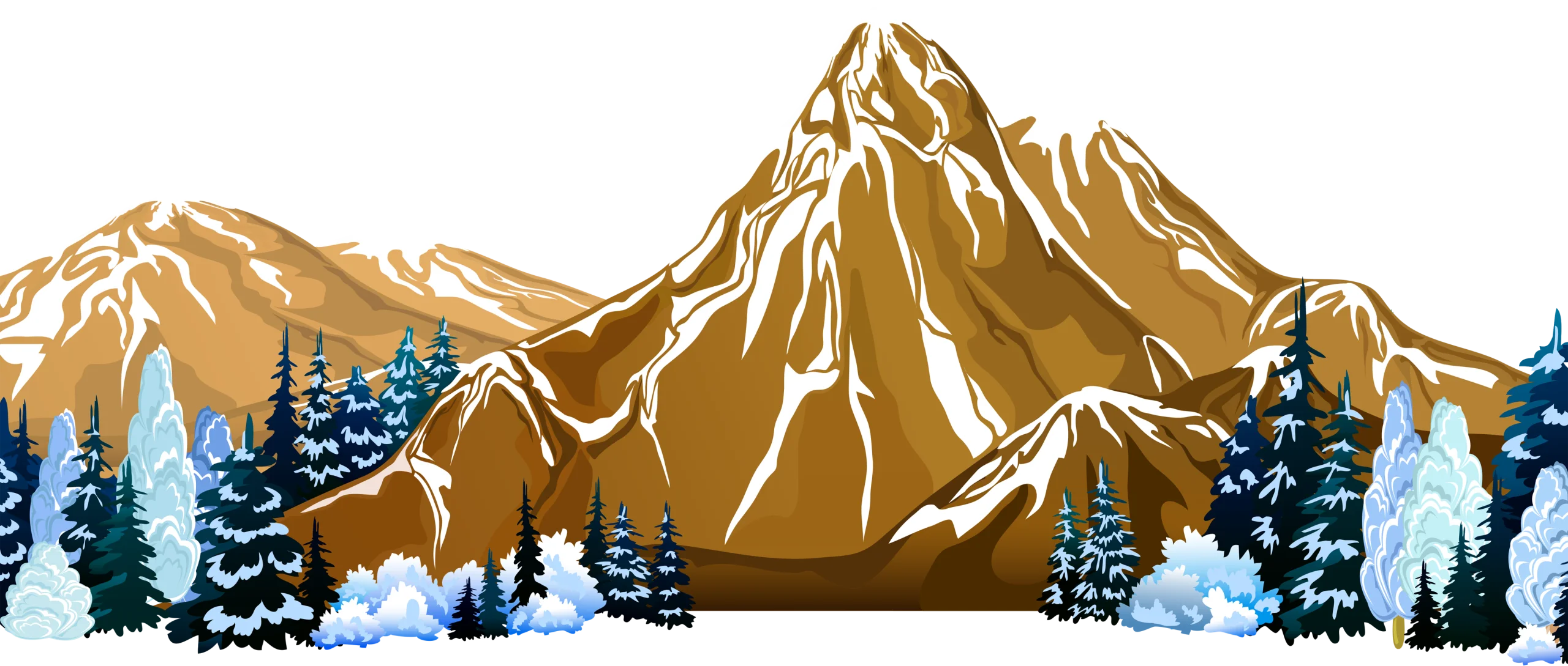 Majestic Snow-Capped Mountain Range Landscape Scenic Clipart Illustration