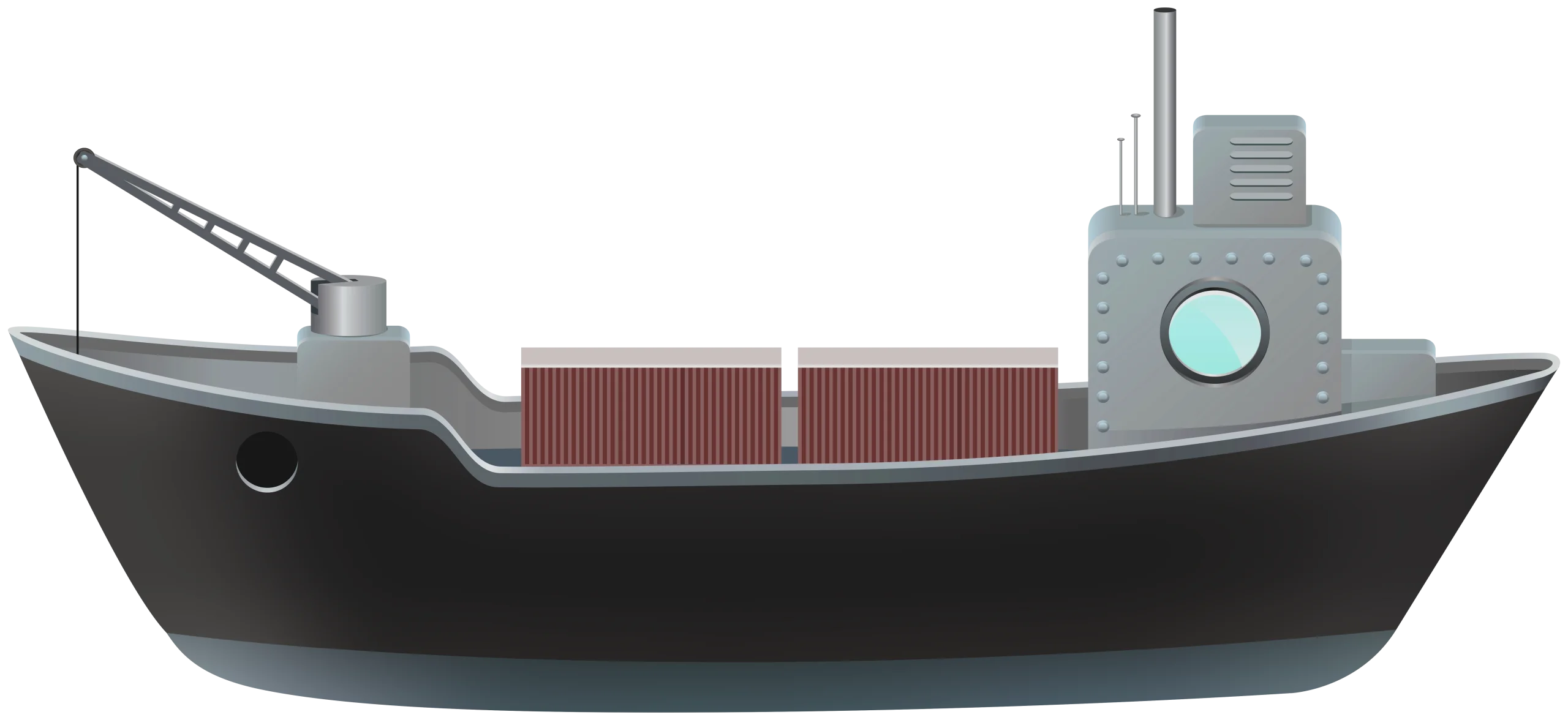 Minimalist Cargo Vessel Clipart: Simple Nautical Transport Illustration Design
