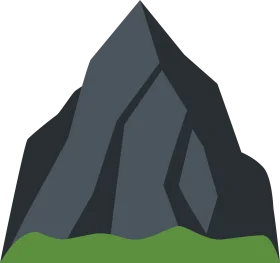 Minimalist Dark Gray Geometric Mountain Clipart Illustration with Green Base