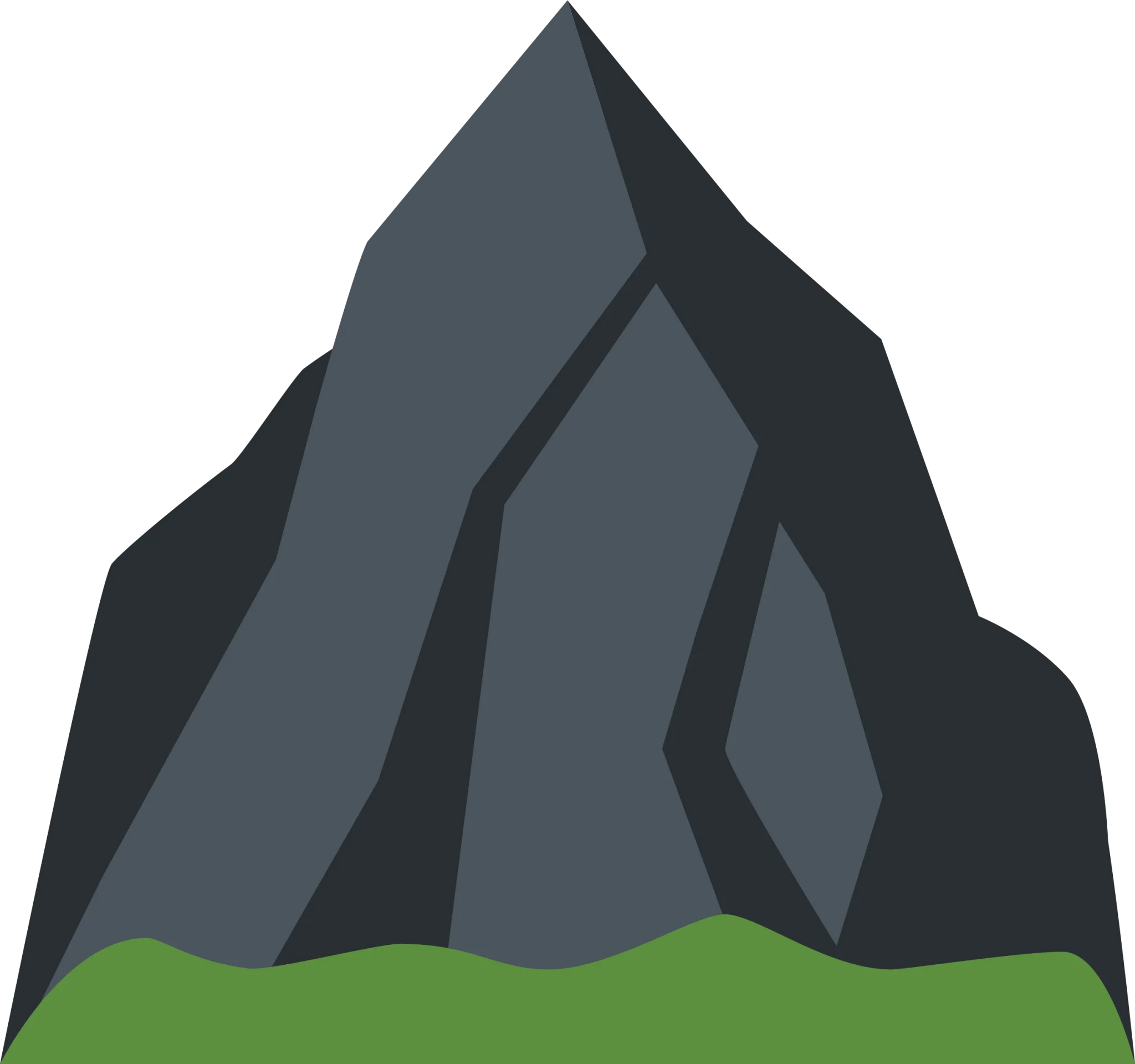 Minimalist Dark Gray Geometric Mountain Clipart Illustration with Green Base