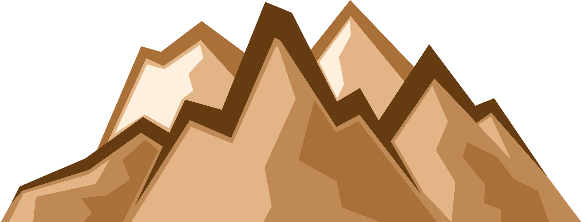 Minimalist Earthy Mountain Range Clipart with Geometric Angles and Layered Peaks