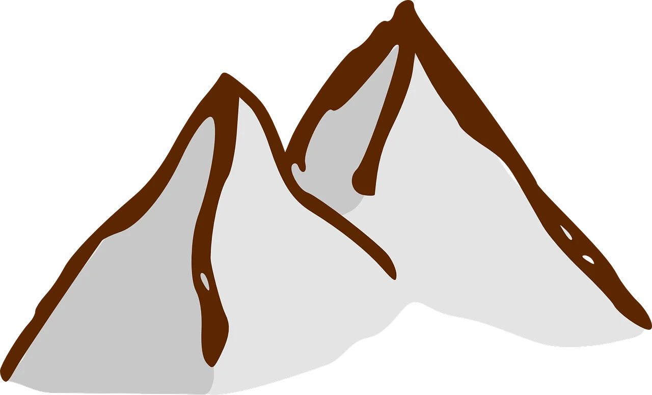 Minimalist Gray and Brown Mountain Range Vector Clipart Illustration