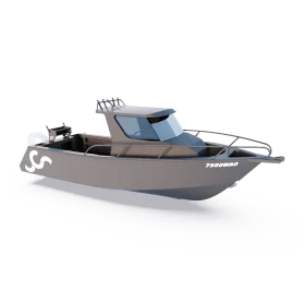 Modern Aluminum Fishing Boat Sleek Nautical Clipart Design Illustration