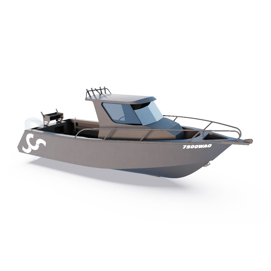 Modern Aluminum Fishing Boat Sleek Nautical Clipart Design Illustration