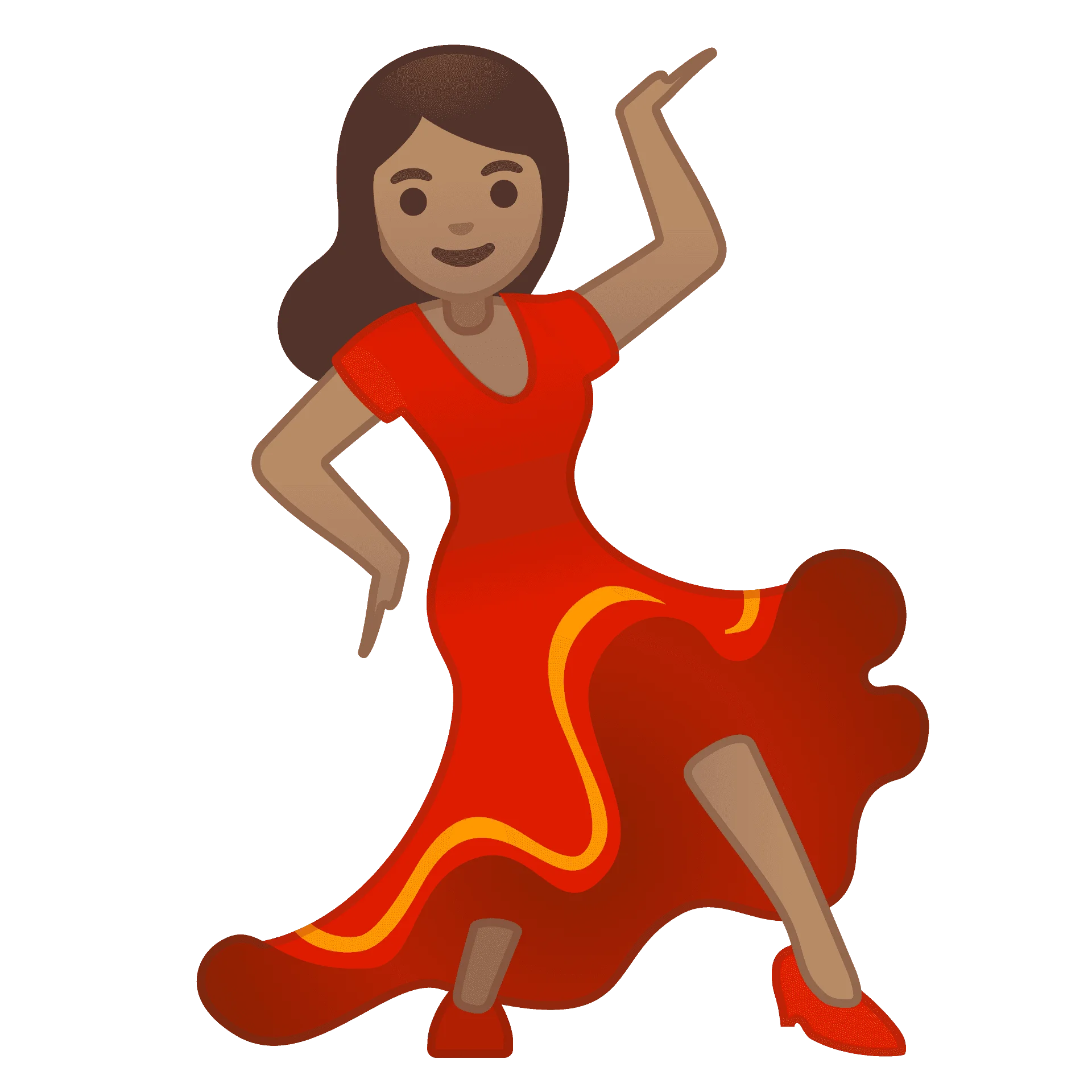 Passionate Dancer in Red Dress Performing Elegant Flamenco Clipart Illustration