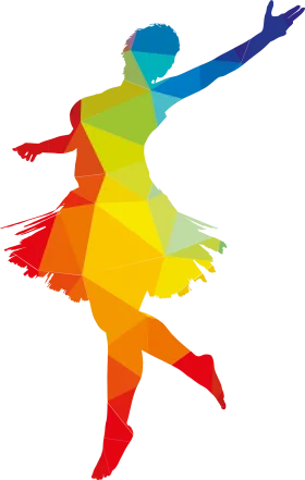 Rainbow-Hued Dance Silhouette Clipart Celebrating Movement and Expression