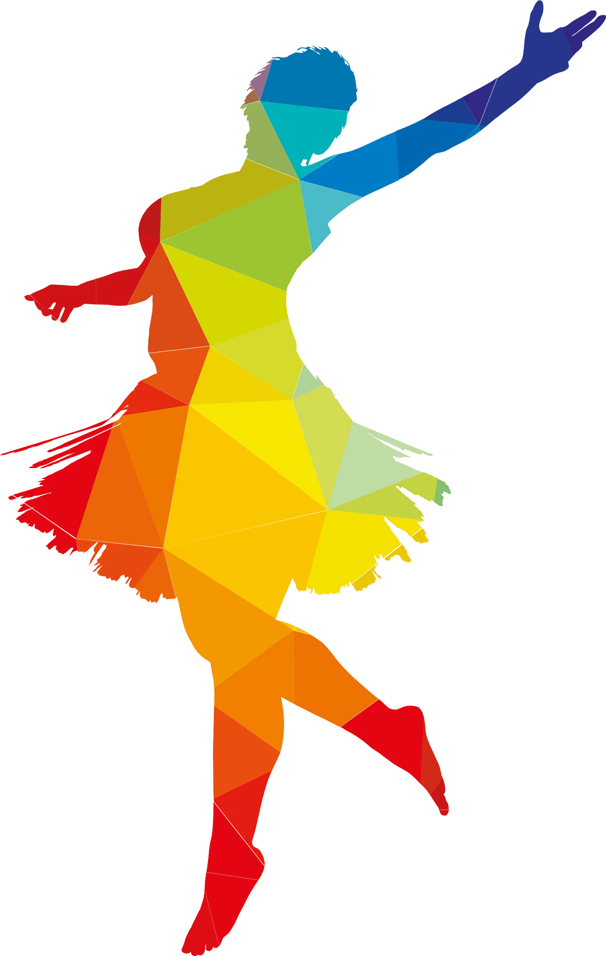 Rainbow-Hued Dance Silhouette Clipart Celebrating Movement and Expression