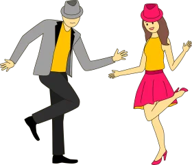 Retro Dance Partners Clipart: Stylish Couple Showcasing Dynamic Ballroom Moves