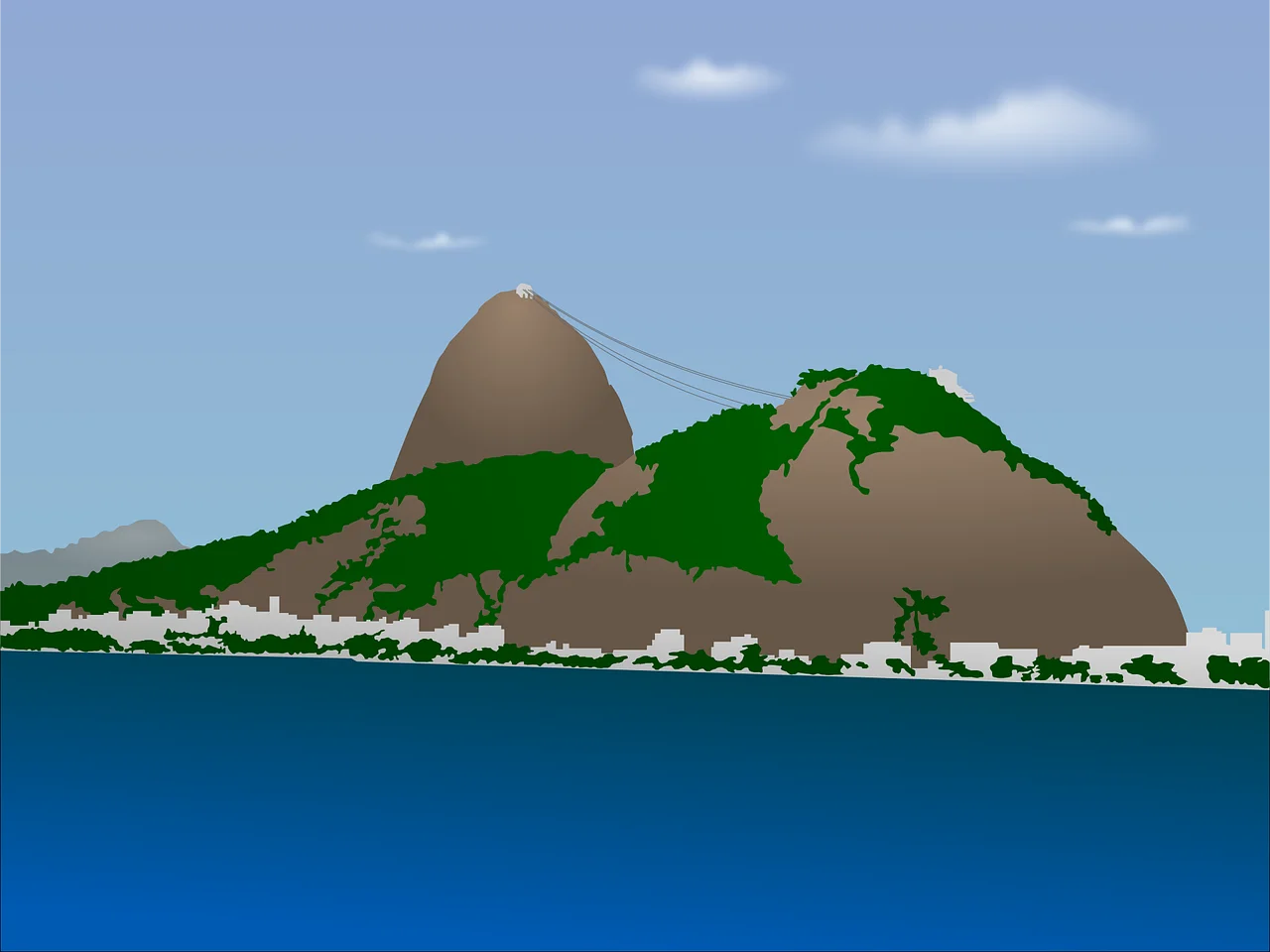 Serene Brazilian Landscape Clipart: Sugarloaf Mountain in Rio de Janeiro