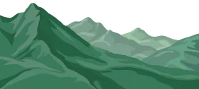 Serene Emerald Mountain Landscape Minimalist Geometric Clipart Design