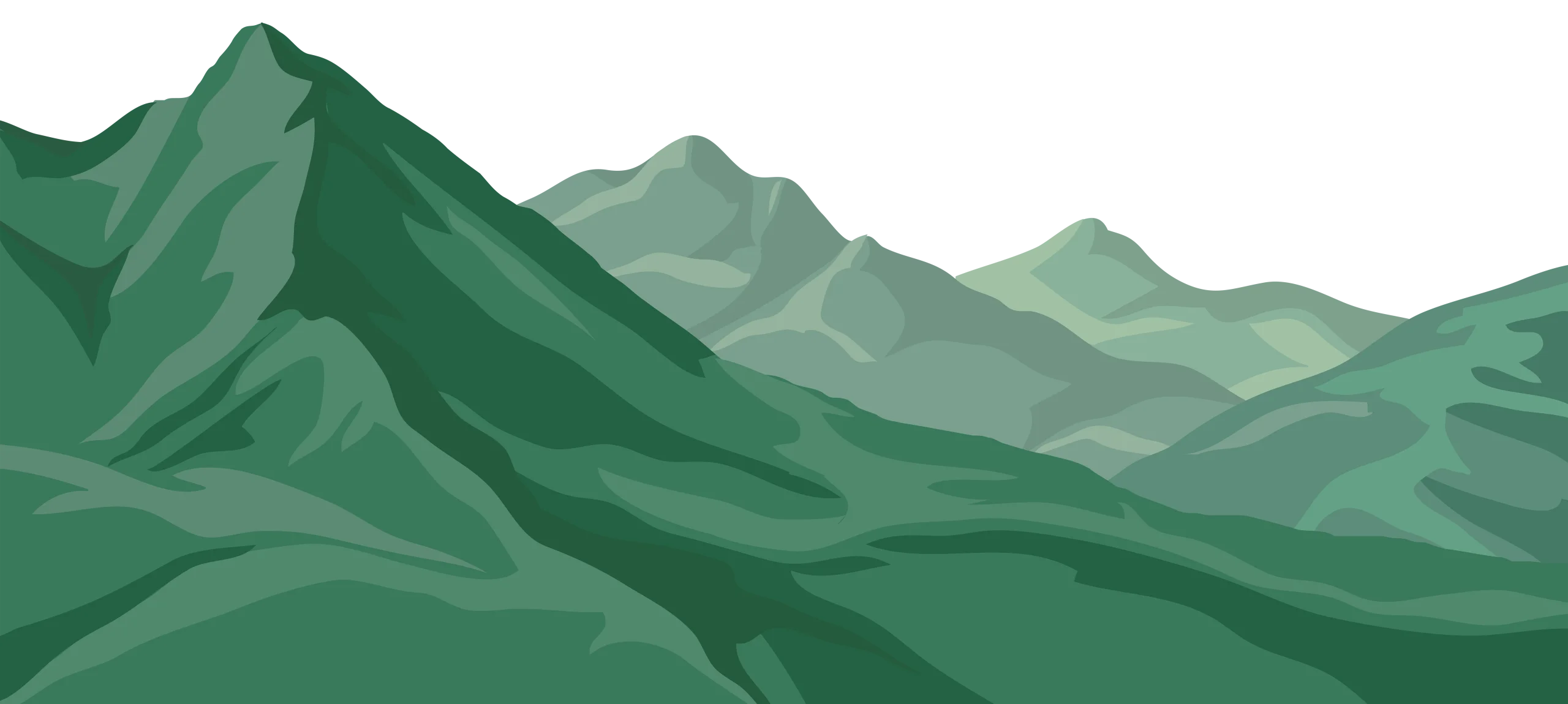 Serene Green Mountain Landscape Clipart - Layered Peaks of Tranquility