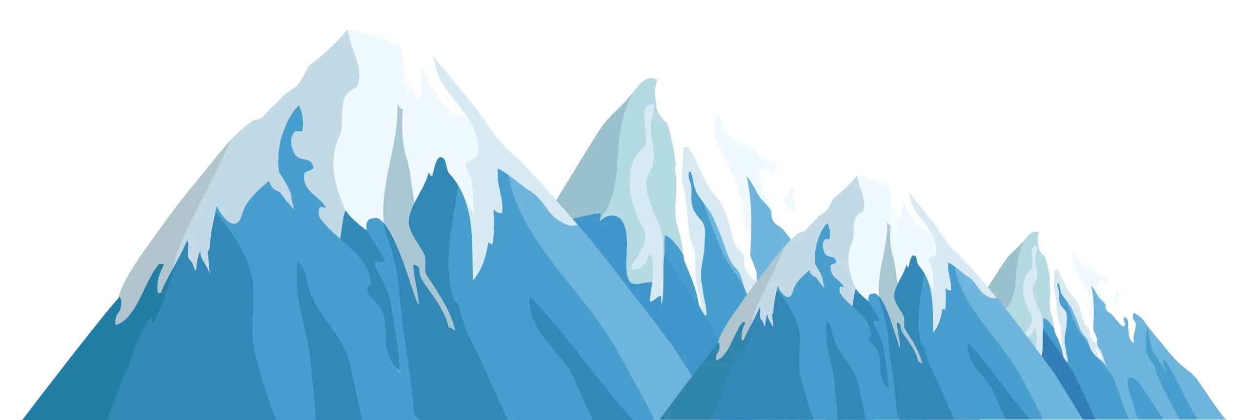 Serene Icy Blue Mountain Range Clipart with Snow-Capped Sharp Peaks