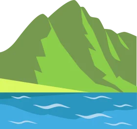 Serene Mountain and Lake Landscape Minimalist Clipart Design