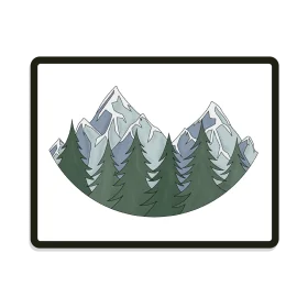 Serene Mountain and Pine Forest Landscape Minimalist Clipart Design
