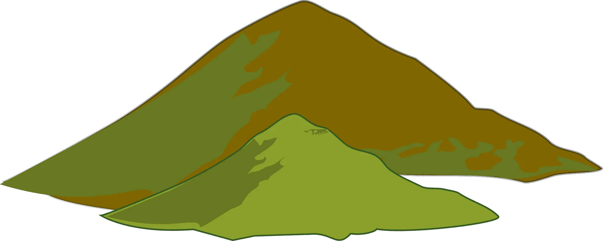 Serene Mountain Landscape Clipart: Gradient Green and Brown Peak Illustration