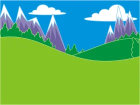 Serene Mountain Landscape Clipart with Verdant Hills and Snowy Peaks