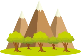 Serene Mountain Landscape with Lush Green Trees Scenic Clipart Illustration