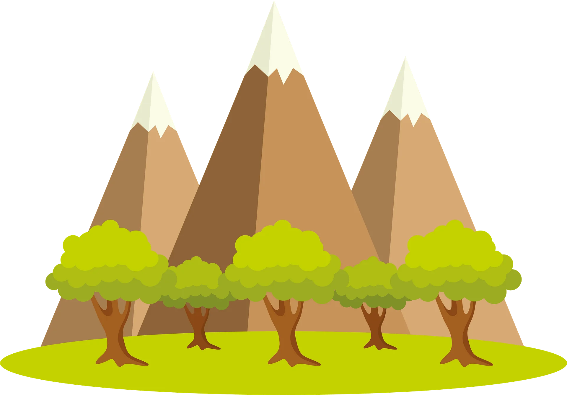 Serene Mountain Landscape with Lush Green Trees Scenic Clipart Illustration