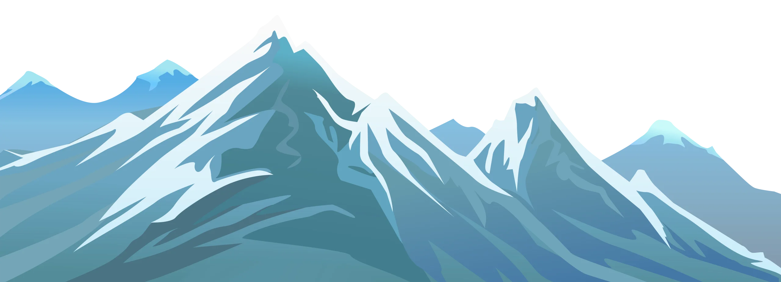 Serene Snow-Capped Mountain Range Geometric Clipart Landscape Design