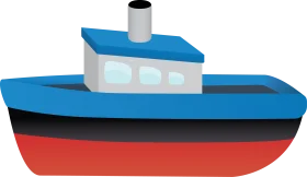 Simple Cartoon-Style Nautical Vessel Clipart with Geometric Shape Design