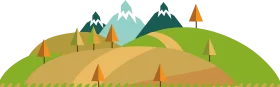 Stylized Mountain Landscape Clipart with Scenic Geometric Terrain Design