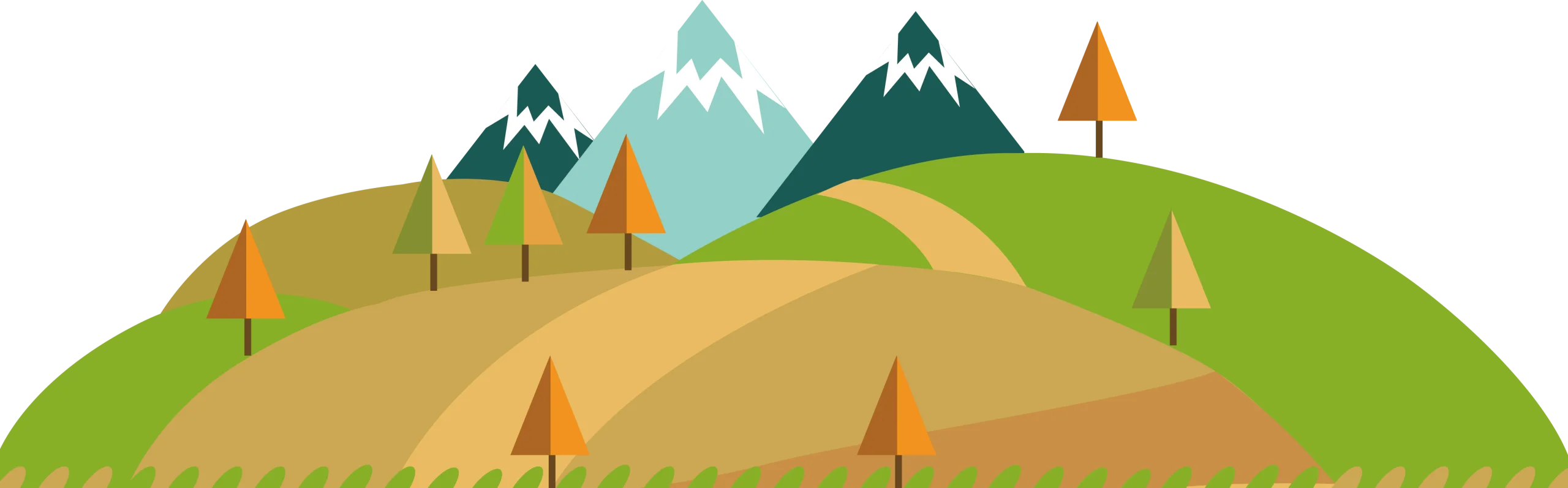 Stylized Mountain Landscape Clipart with Scenic Geometric Terrain Design