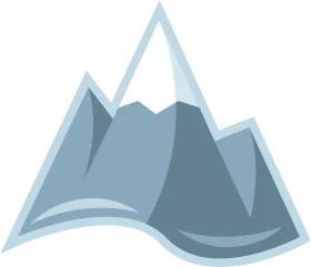 Stylized Snow-Capped Mountain Range Minimalist Geometric Clipart Design