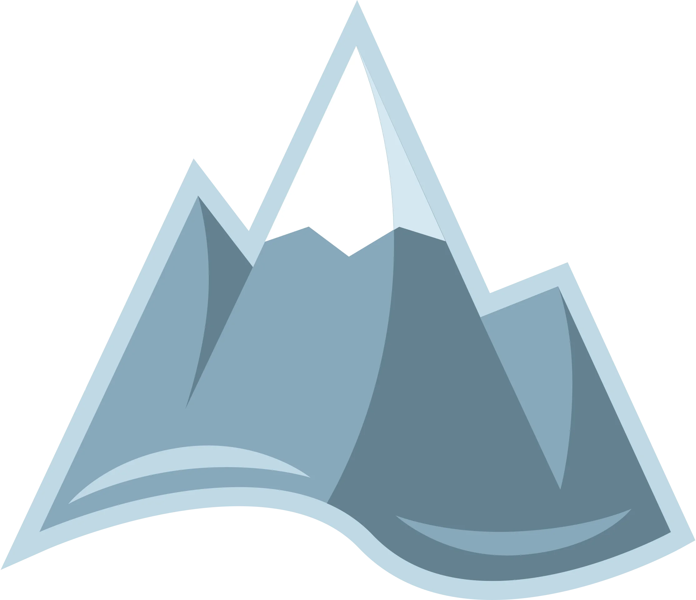Stylized Snow-Capped Mountain Range Minimalist Geometric Clipart Design