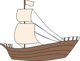 Vintage Maritime Wooden Sailing Vessel Nautical Clipart Illustration