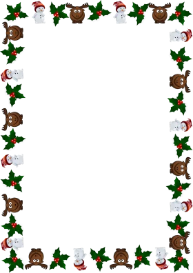 Whimsical Christmas Holly and Character Border Clipart with Festive Charm