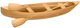 Wooden Canoe Clipart Illustration with Traditional Paddle Design