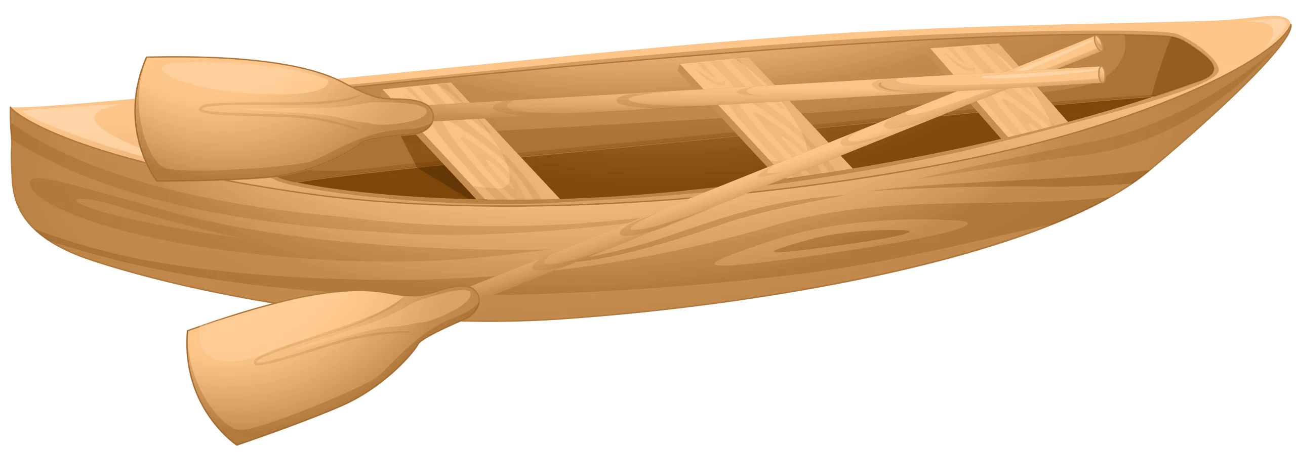 Wooden Canoe Clipart Illustration with Traditional Paddle Design